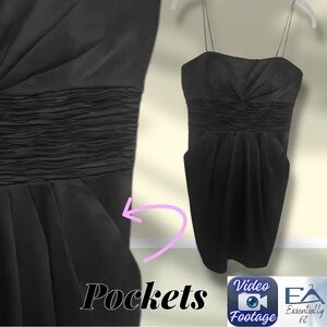 JUMP APPAREL Black Satin Mini Dress w/ Pockets Y2K
